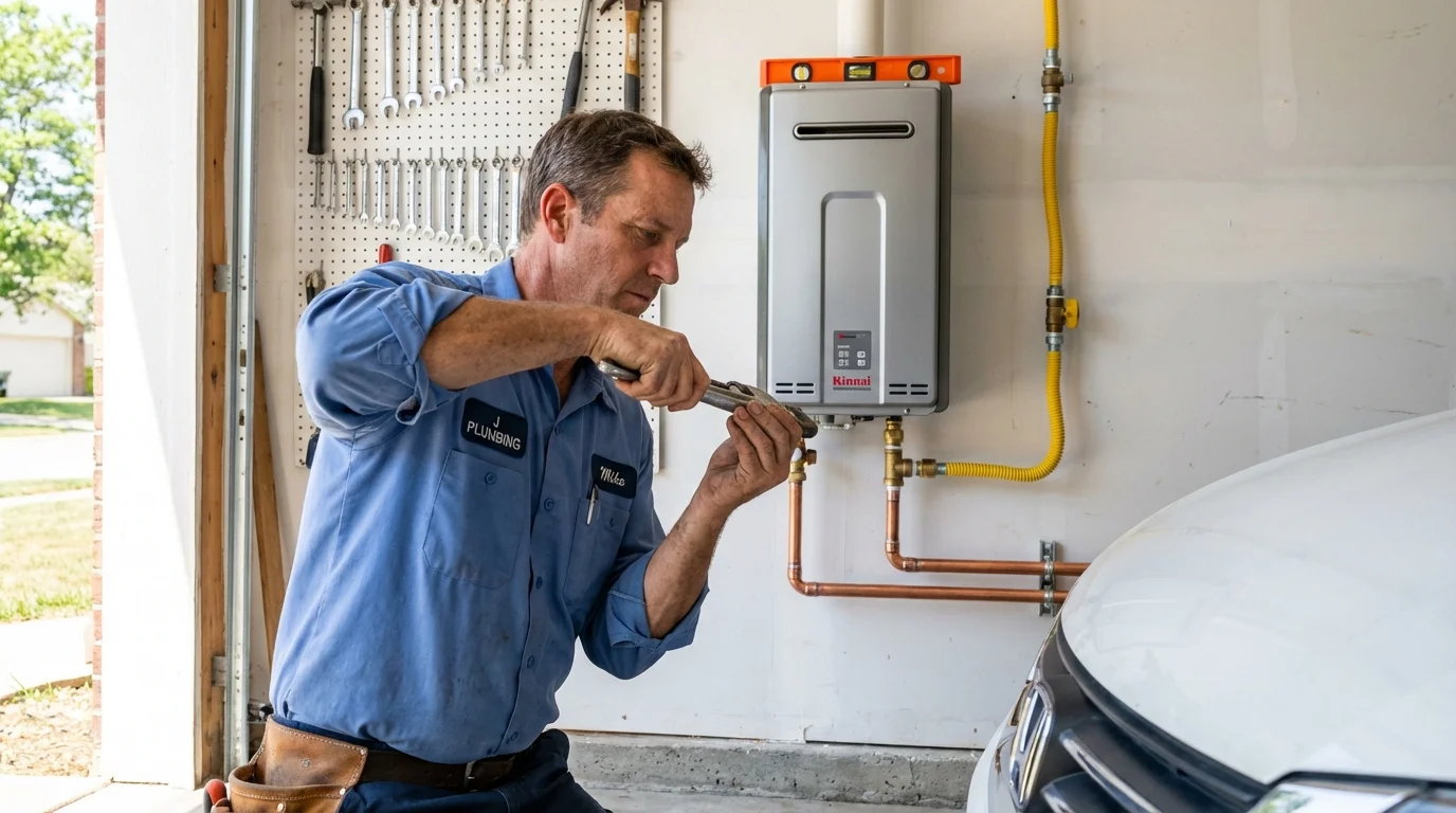 Tankless water heater installation by a Johns Plumbing LLC plumber in Kersey